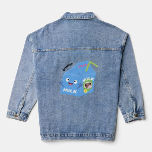 Cute happy milk carton cartoon denim jacket