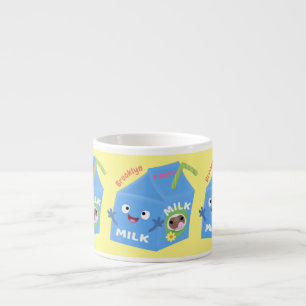 Cute happy milk carton cartoon espresso kop