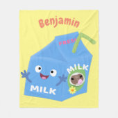 Cute happy milk carton cartoon fleece deken (Voorkant)