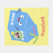 Cute happy milk carton cartoon fleece deken (Voorkant (Horizontaal))