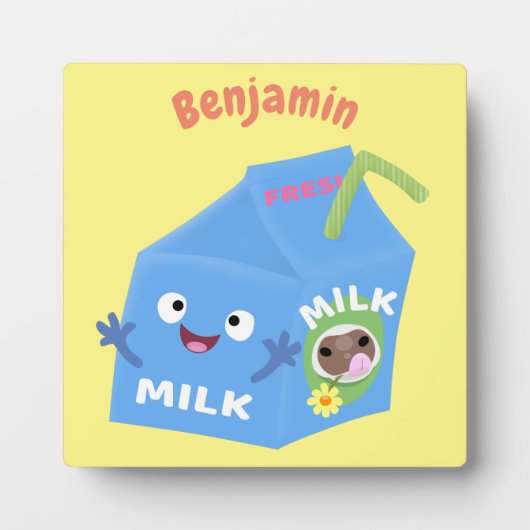 Cute happy milk carton cartoon fotoplaat (Voorkant)
