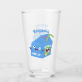 Cute happy milk carton cartoon glas (Voorkant)