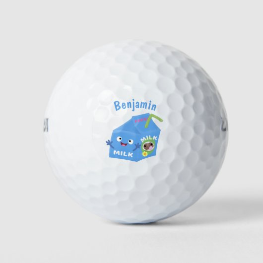 Cute happy milk carton cartoon golfballen (Voorkant)