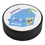Cute happy milk carton cartoon hockey puck (3/4)