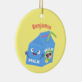 Cute happy milk carton cartoon keramisch ornament (Rechts)