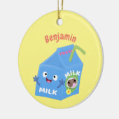 Cute happy milk carton cartoon keramisch ornament (Links)