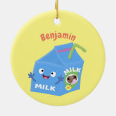 Cute happy milk carton cartoon keramisch ornament (Achterkant)