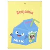 Cute happy milk carton cartoon klembord (Achterkant)
