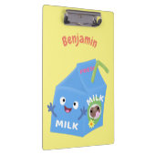Cute happy milk carton cartoon klembord (Rechts)