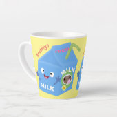 Cute happy milk carton cartoon latte mok (Linkerhoek)