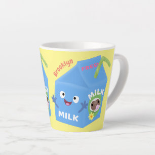 Cute happy milk carton cartoon latte mok