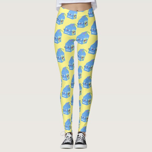 Cute happy milk carton cartoon leggings (Voorkant)