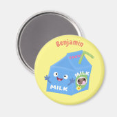 Cute happy milk carton cartoon magneet (Voorkant / Achterkant)