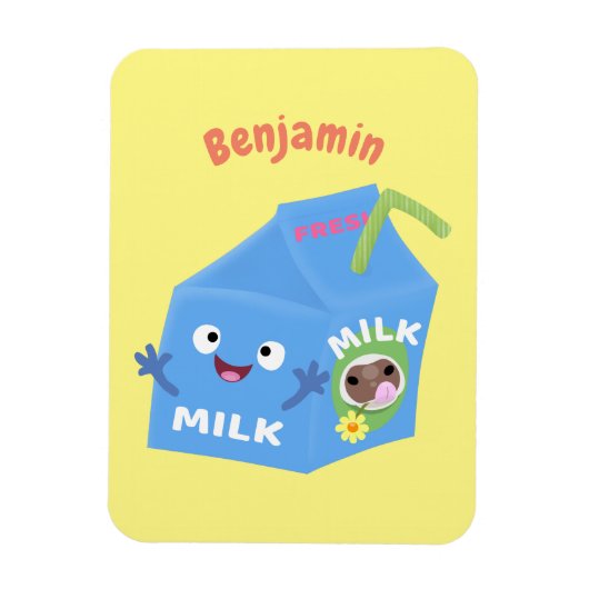 Cute happy milk carton cartoon magneet (Verticaal)