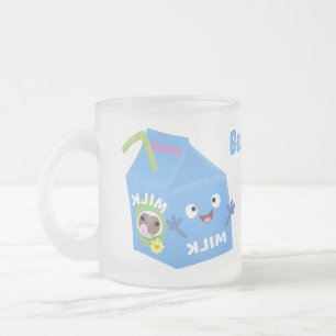 Cute happy milk carton cartoon matglas koffiemok