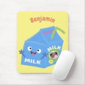 Cute happy milk carton cartoon muismat (Met muis)