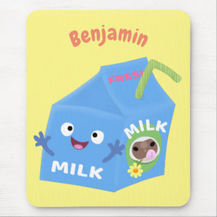 Cute happy milk carton cartoon muismat