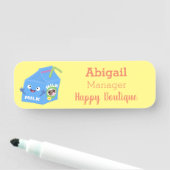 Cute happy milk carton cartoon naamplaatje (In situ)