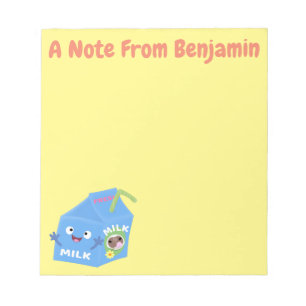Cute happy milk carton cartoon notitieblok