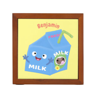Cute happy milk carton cartoon pennenhouder
