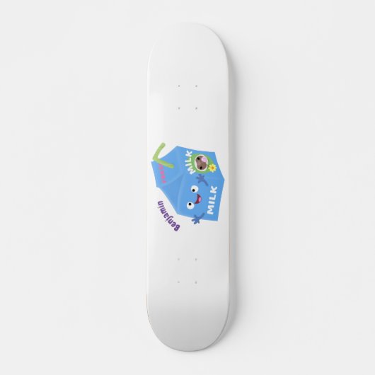Cute happy milk carton cartoon persoonlijk skateboard (Voorkant)
