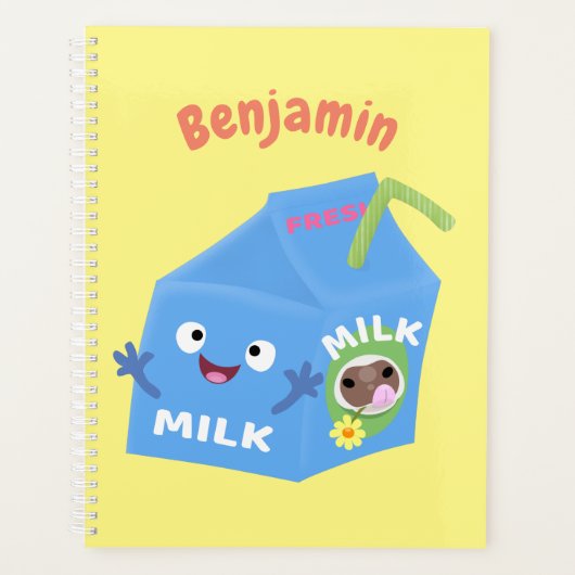 Cute happy milk carton cartoon planner (Voorkant)