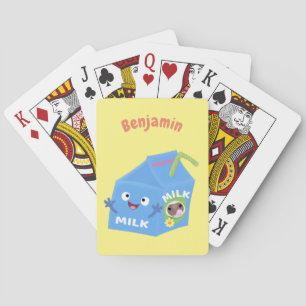 Cute happy milk carton cartoon pokerkaarten