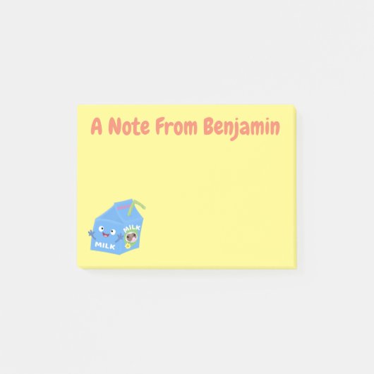 Cute happy milk carton cartoon post-it® notes (Voorkant)