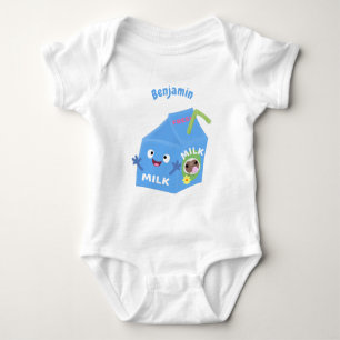 Cute happy milk carton cartoon romper