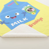 Cute happy milk carton cartoon sherpa deken (3/4)