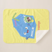 Cute happy milk carton cartoon sherpa deken (Voorkant (horizontaal))