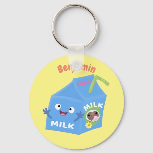 Cute happy milk carton cartoon sleutelhanger (Voorkant)