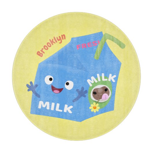 Cute happy milk carton cartoon snijplank (Voorkant)
