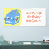 Cute happy milk carton cartoon spandoek (Beurs)