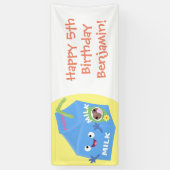 Cute happy milk carton cartoon spandoek (Verticaal)