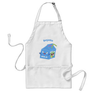 Cute happy milk carton cartoon standaard schort