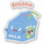 Cute happy milk carton cartoon sticker (Voorkant)
