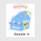 Cute happy milk carton cartoon sticker (Vel)