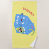 Cute happy milk carton cartoon strandlaken (Voorkant)