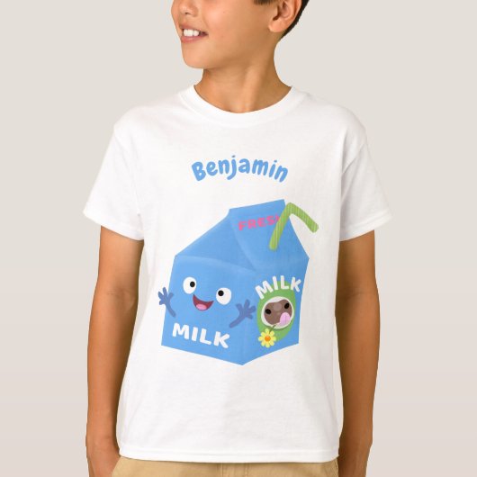 Cute happy milk carton cartoon t-shirt (Voorkant)