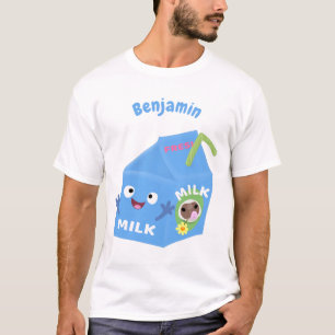 Cute happy milk carton cartoon t-shirt