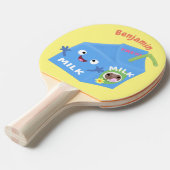 Cute happy milk carton cartoon tafeltennisbatje (Voorkant Gekanteld)