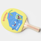 Cute happy milk carton cartoon tafeltennisbatje (Zijkant)