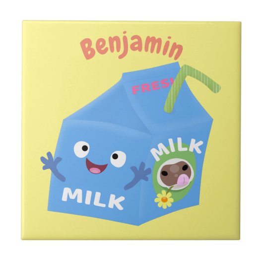 Cute happy milk carton cartoon tegeltje (Voorkant)