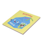 Cute happy milk carton cartoon tegeltje (Zijkant)