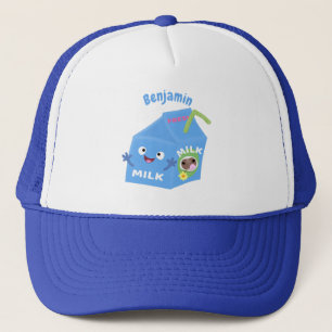 Cute happy milk carton cartoon trucker pet