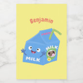 Cute happy milk carton cartoon voedselcontainer etiket (Enkel label)