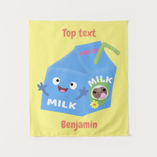 Cute happy milk carton cartoon wandkleed (Voorkant)