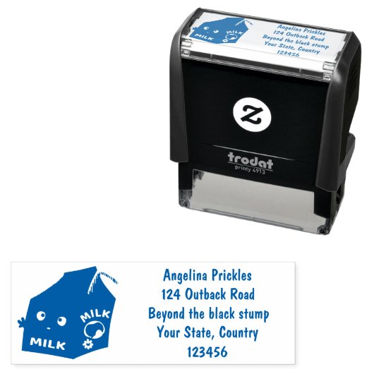 Cute happy milk carton cartoon  zelfinktende stempel (In situ)