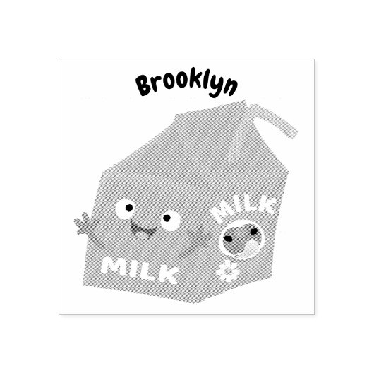 Cute happy milk carton karakter cartoon rubber st rubberstempel (Afrduk)